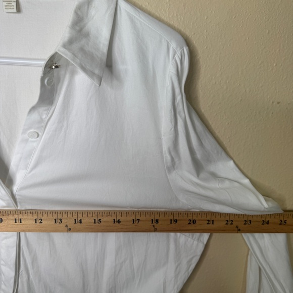 Ted Baker Shirt Women's 3 White Button Up Long Sleeve Cannon Gathered Peplum - Picture 8 of 10